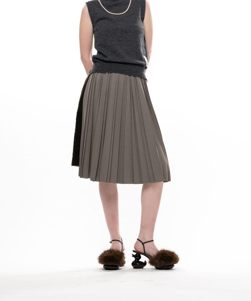 Combined Pleated Corduroy Skirt