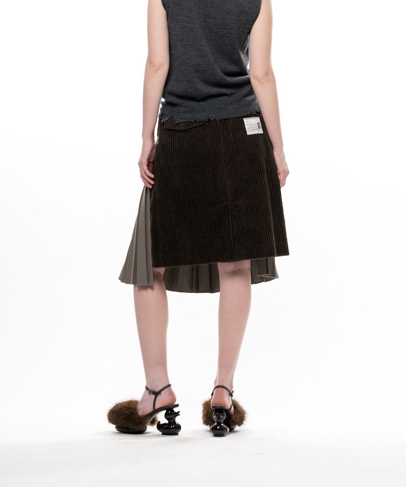 Combined Pleated Corduroy Skirt