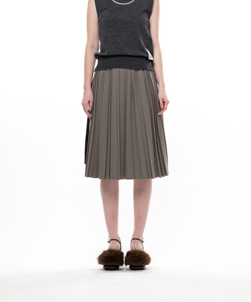 Combined Pleated Corduroy Skirt