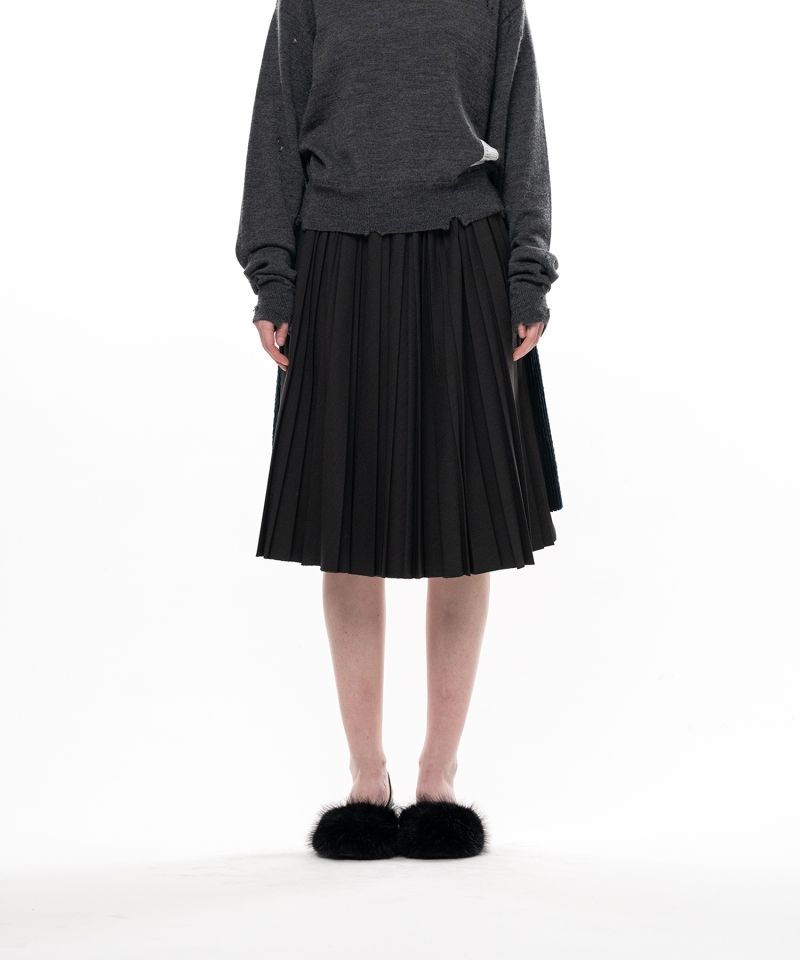 Combined Pleated Corduroy Skirt