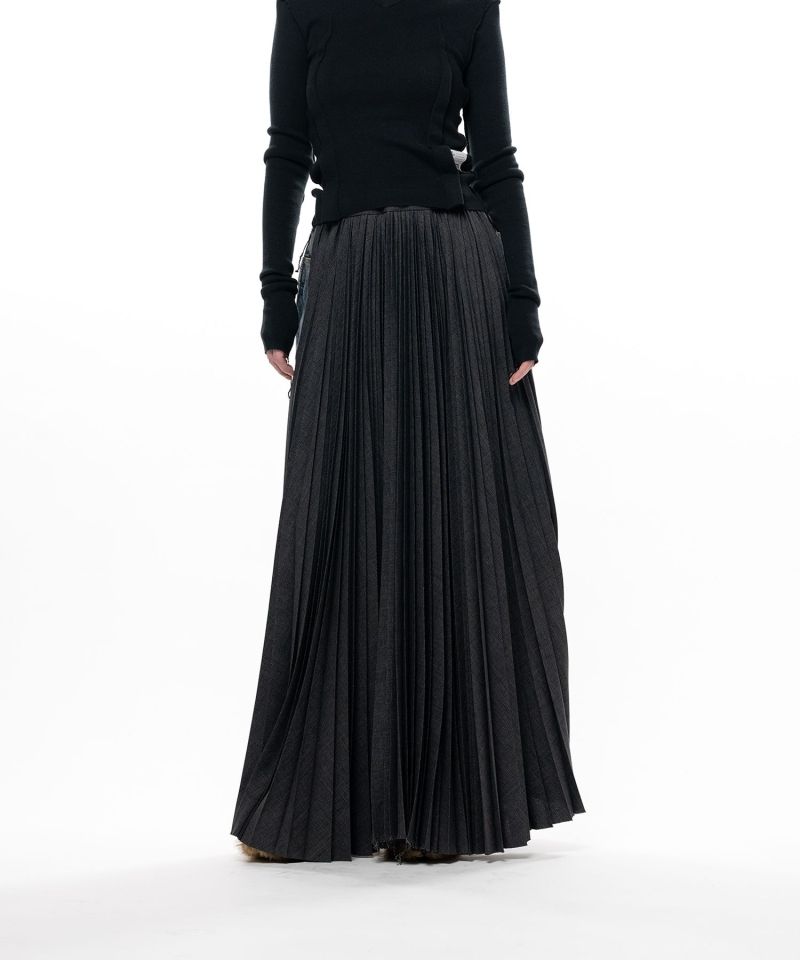 Combined Pleats Denim Skirt