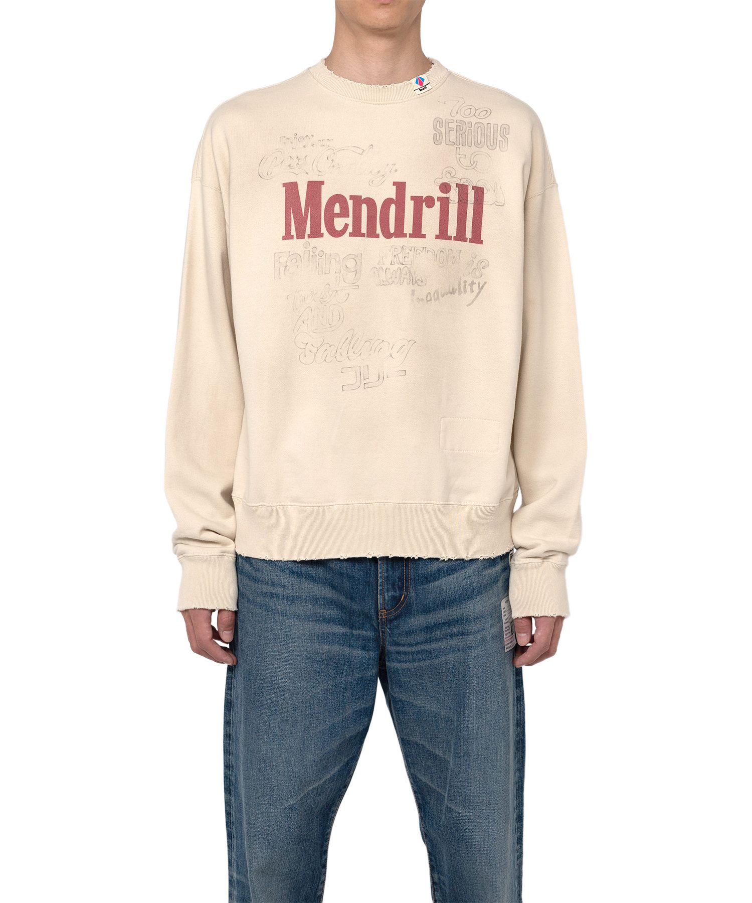 Mendrill X GS. Distressed Pullover Sweatshirt