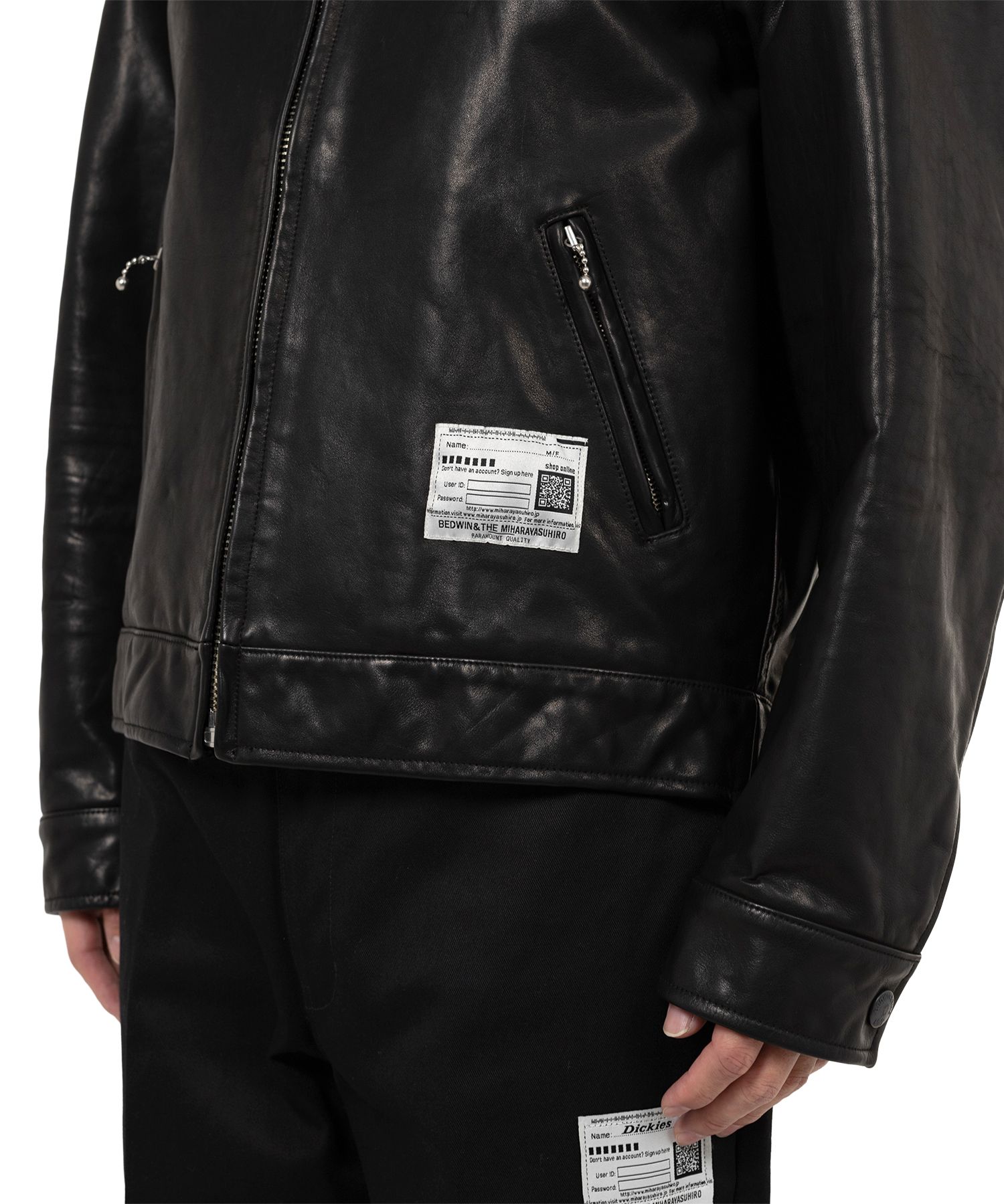 "BEDWIN & THE MMY” Leather Zip Jacket