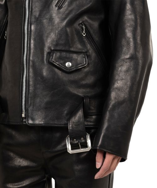 "MASSES x MMY" Horse Leather Double Zip Jacket