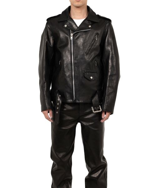 "MASSES x MMY" Horse Leather Double Zip Jacket