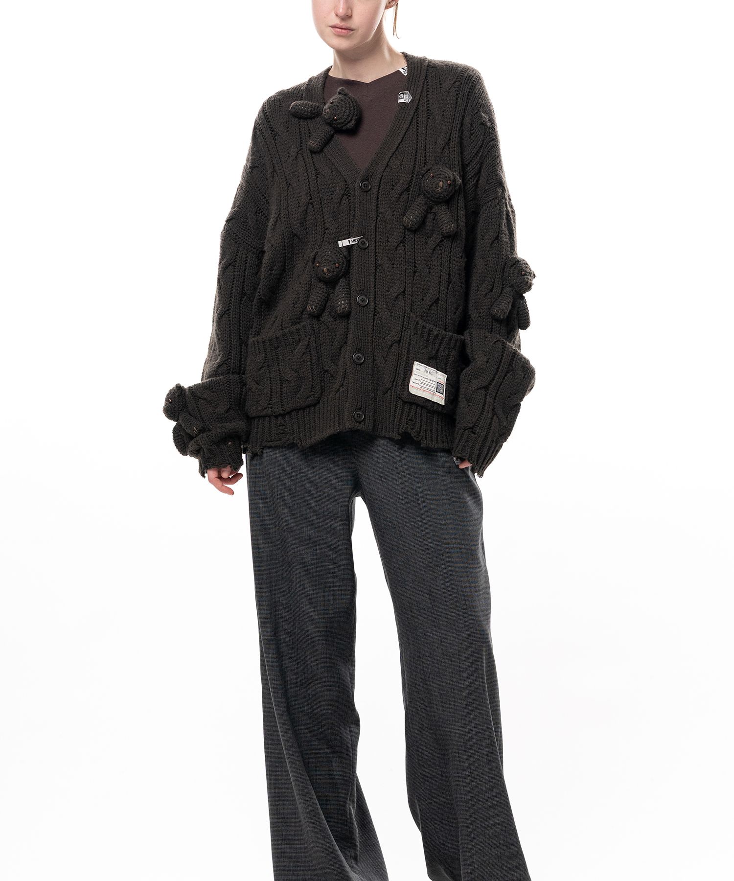"PINK HOUSE x MMY" Bear Motif Knit Cardigan