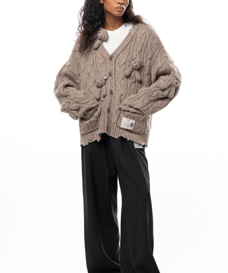 "PINK HOUSE x MMY" Bear Motif Knit Cardigan