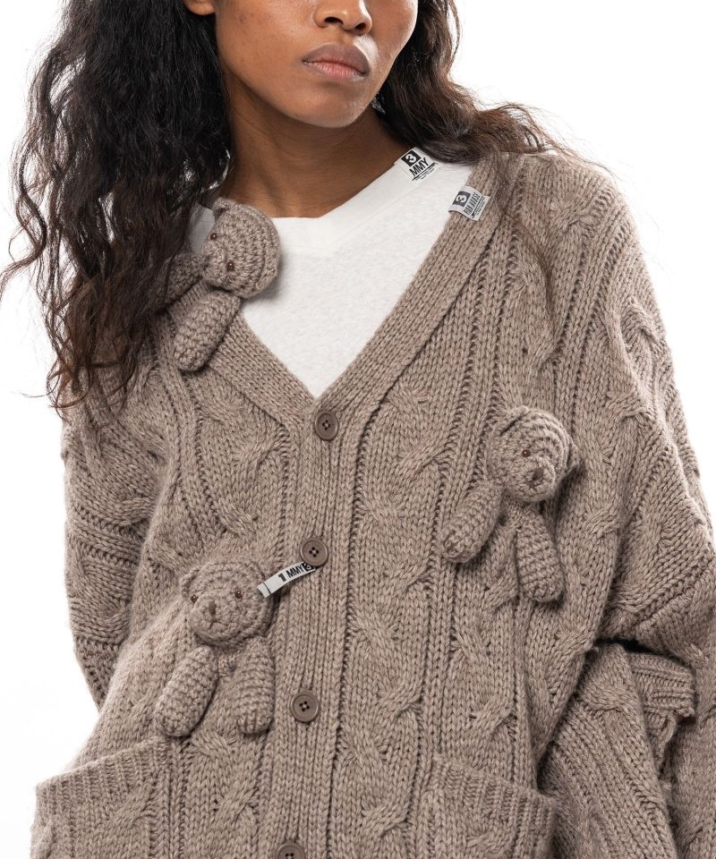 "PINK HOUSE x MMY" Bear Motif Knit Cardigan