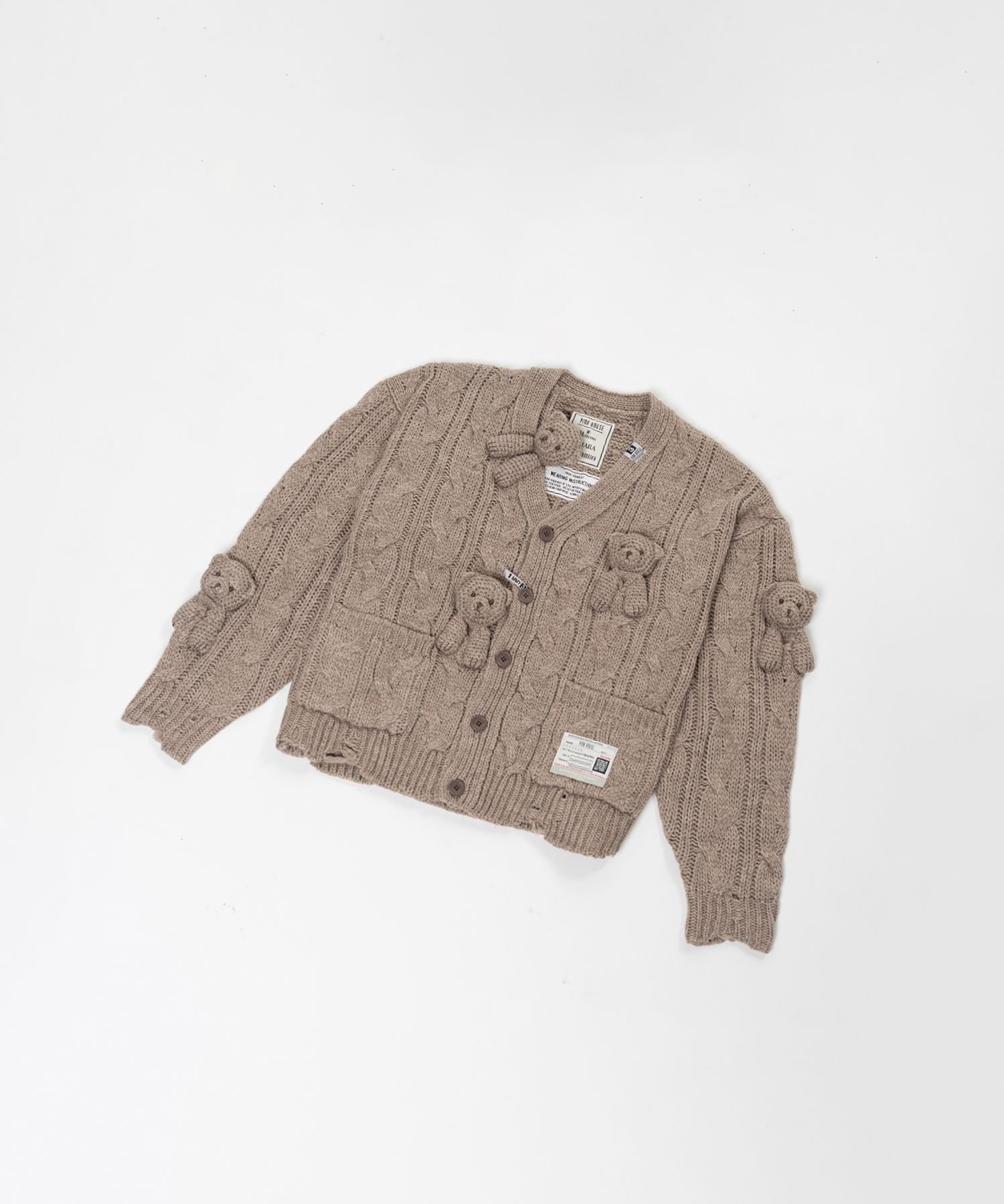 "PINK HOUSE x MMY" Bear Motif Knit Cardigan