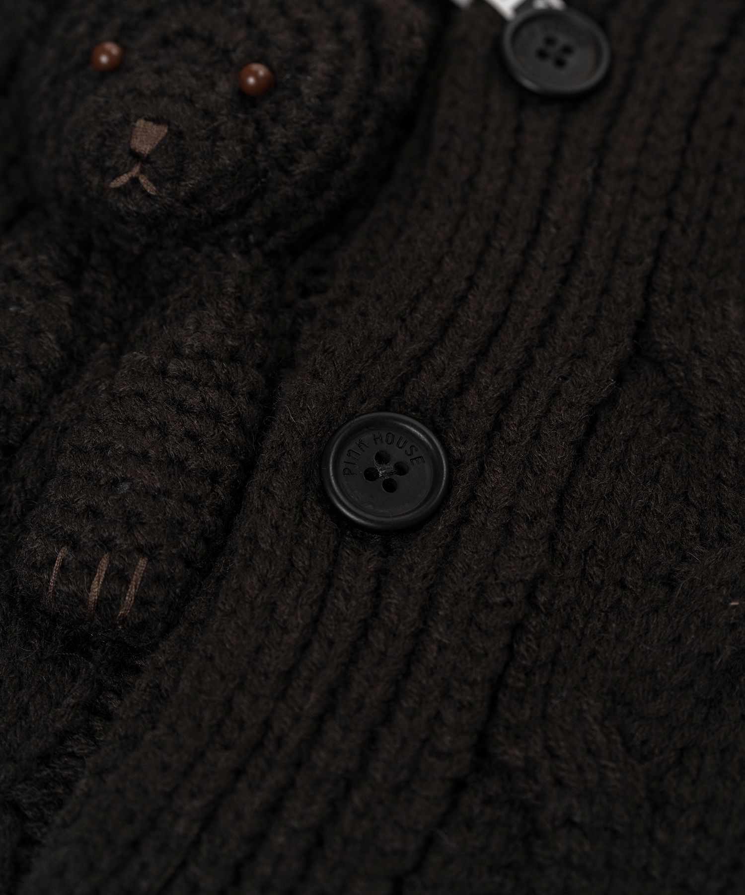 "PINK HOUSE x MMY" Bear Motif Knit Cardigan
