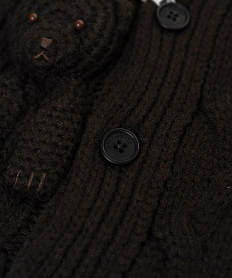 "PINK HOUSE x MMY" Bear Motif Knit Cardigan