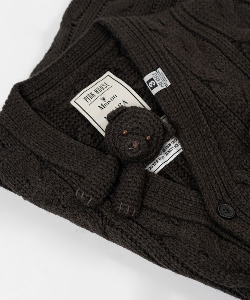 "PINK HOUSE x MMY" Bear Motif Knit Cardigan