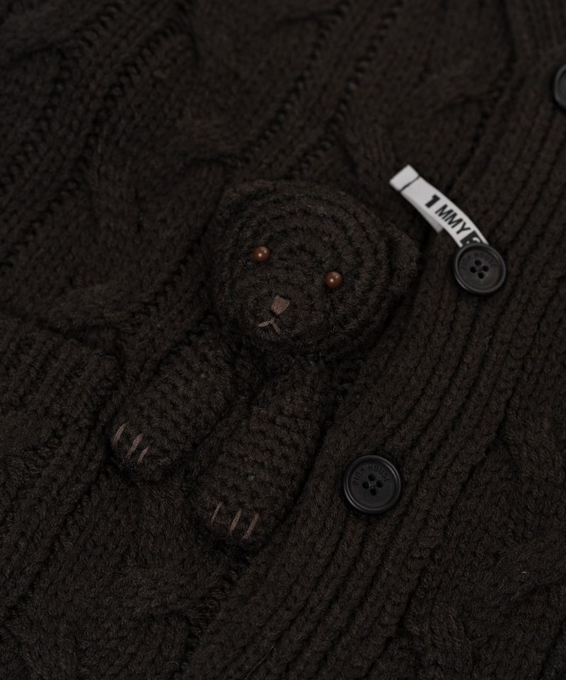 "PINK HOUSE x MMY" Bear Motif Knit Cardigan