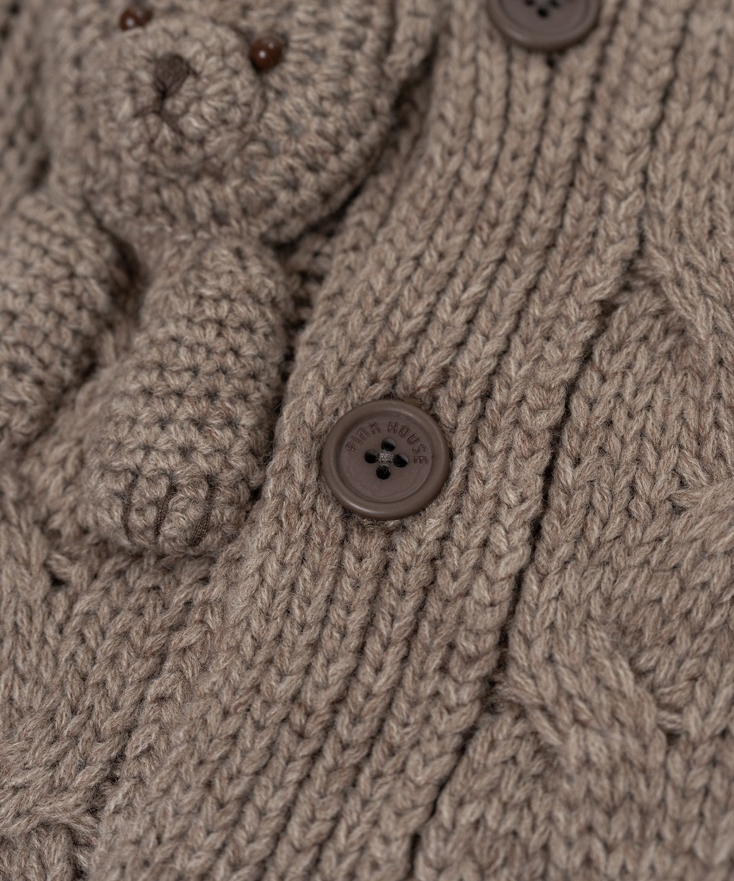 "PINK HOUSE x MMY" Bear Motif Knit Cardigan