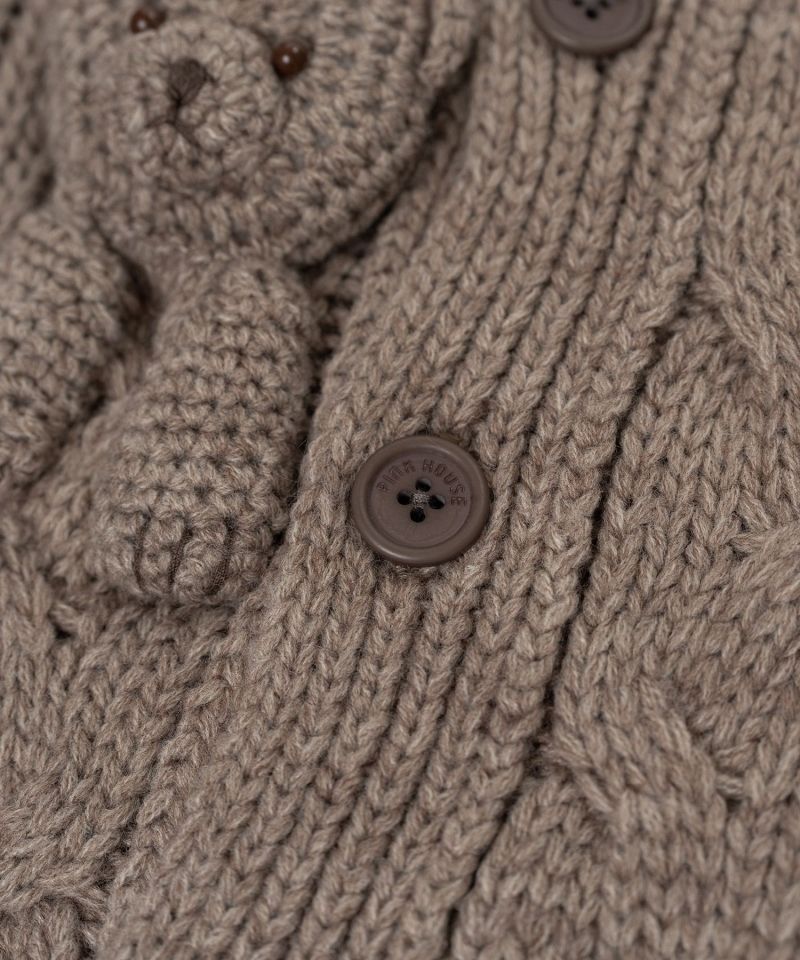 "PINK HOUSE x MMY" Bear Motif Knit Cardigan