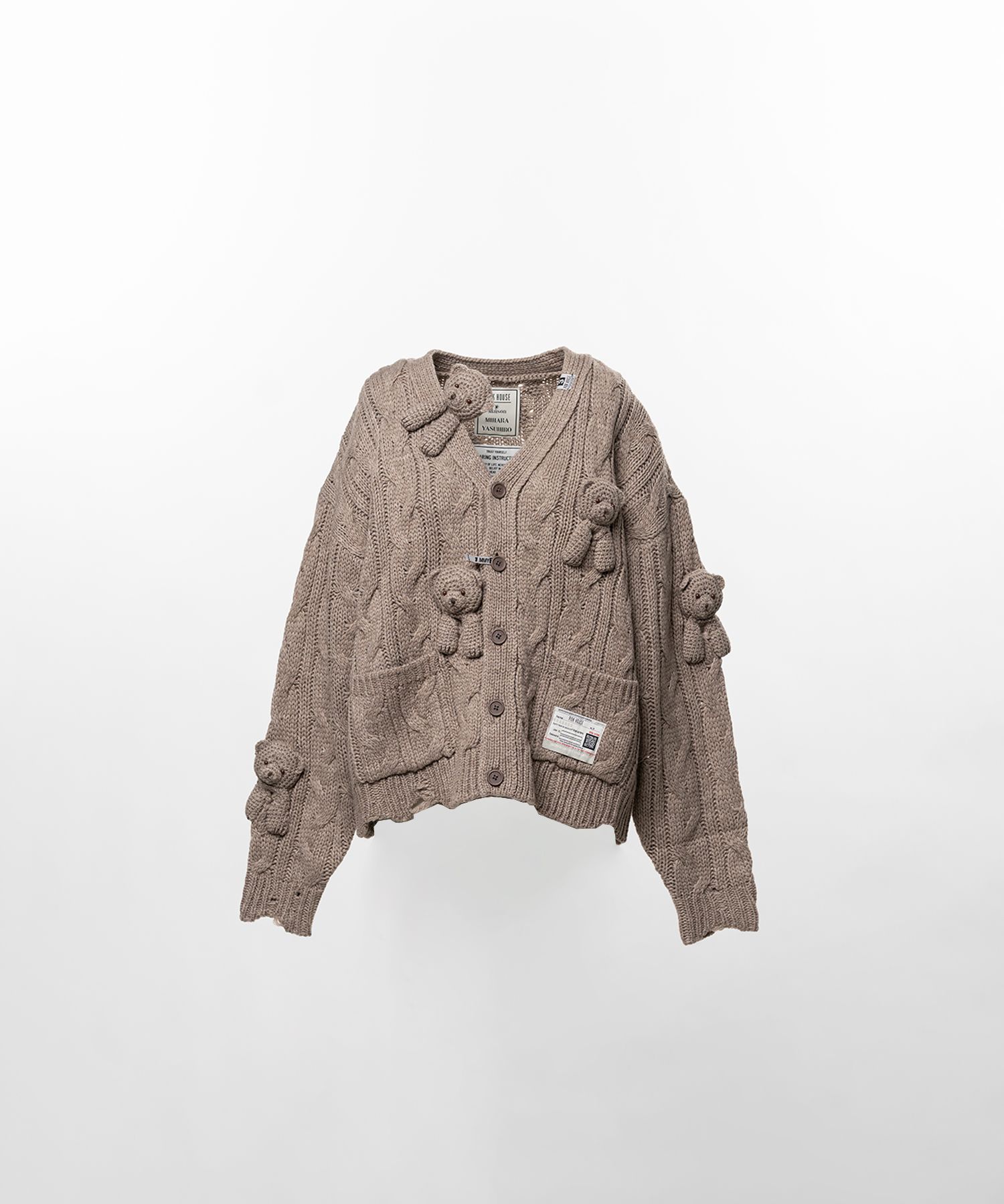 "PINK HOUSE x MMY" Bear Motif Knit Cardigan