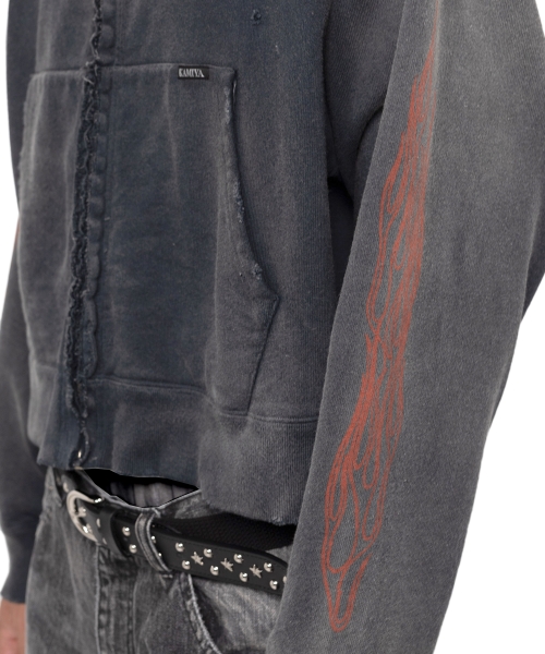 Zip-up Bleached Hoodie