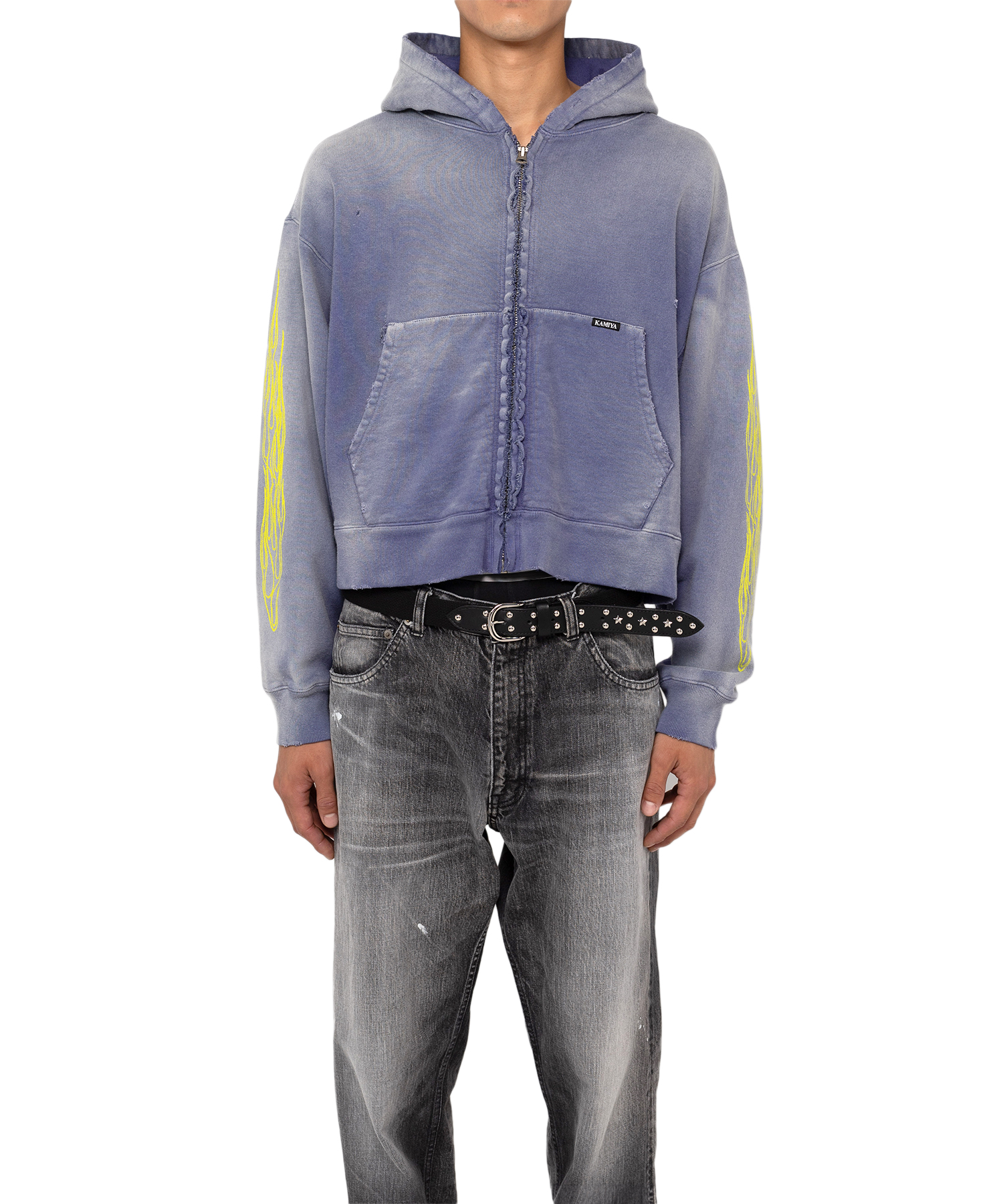 Zip-up Bleached Hoodie