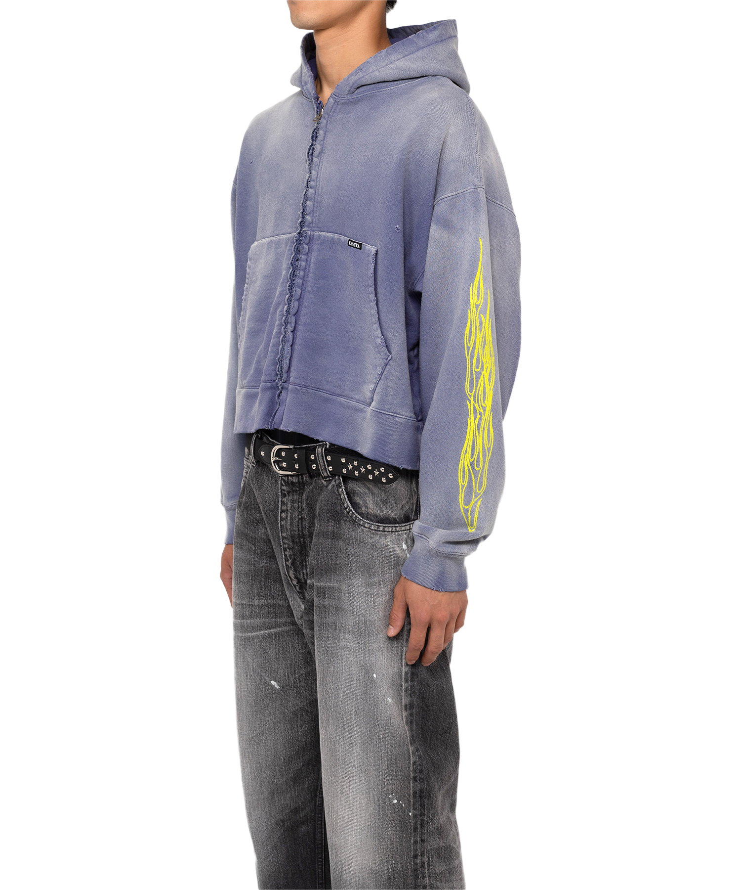 Zip-up Bleached Hoodie