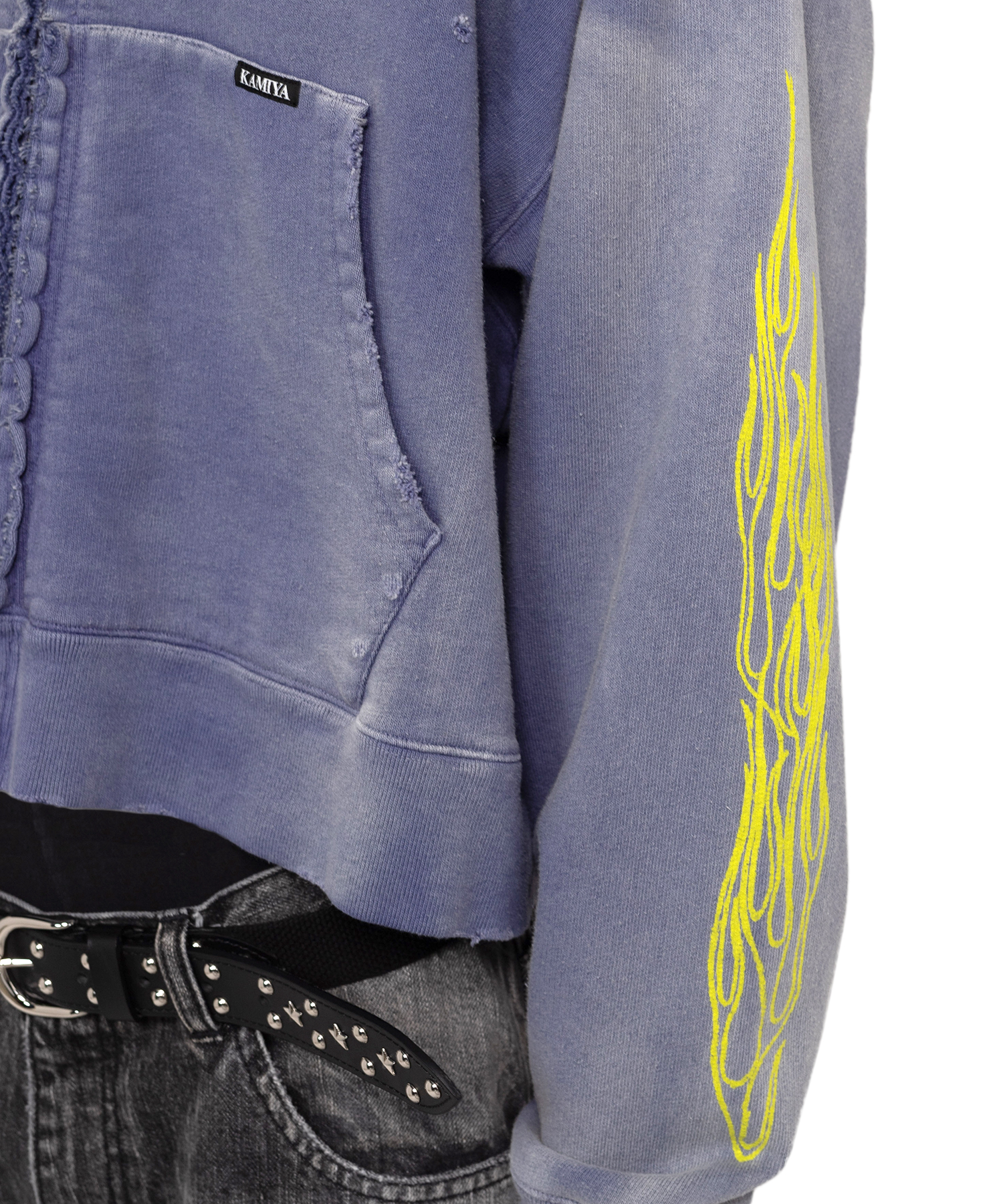 Zip-up Bleached Hoodie