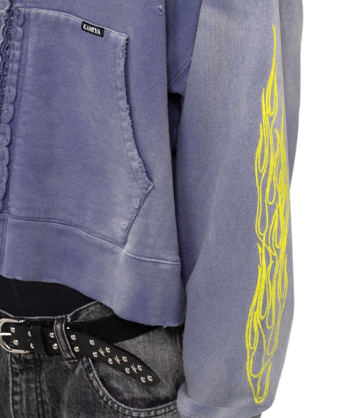 Zip-up Bleached Hoodie