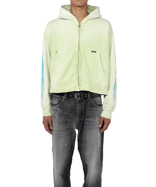 Zip-up Bleached Hoodie