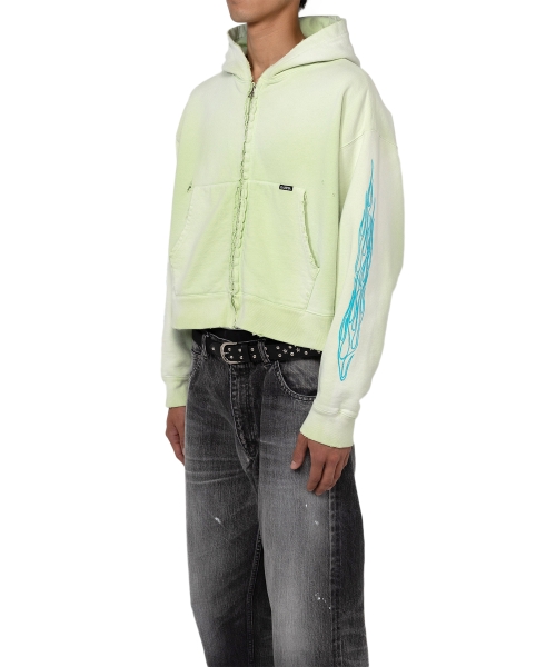 Zip-up Bleached Hoodie