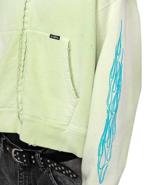 Zip-up Bleached Hoodie