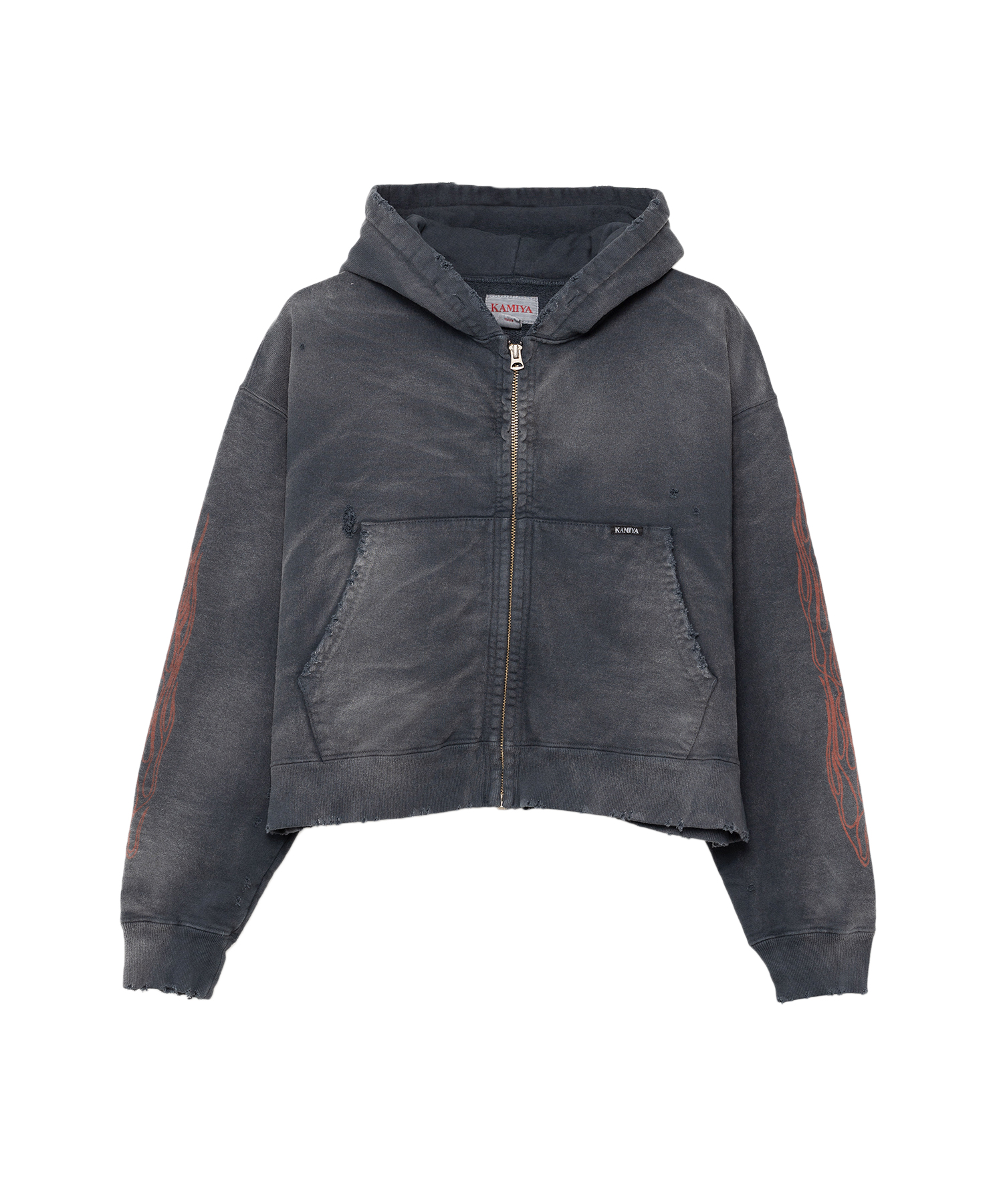 Zip-up Bleached Hoodie