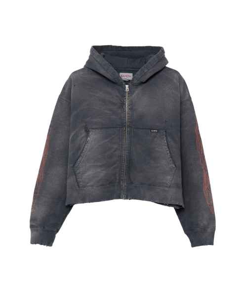 Zip-up Bleached Hoodie