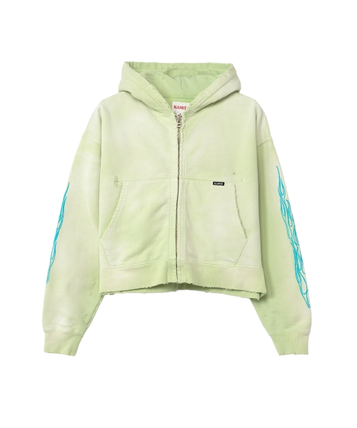 Zip-up Bleached Hoodie