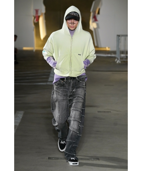 Zip-up Bleached Hoodie