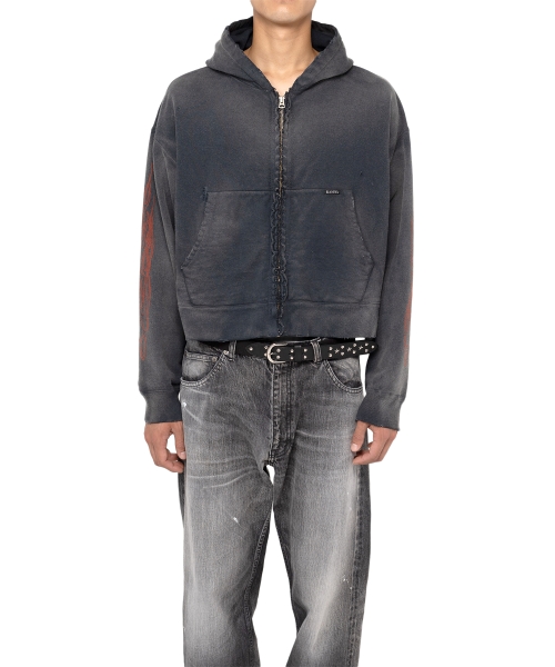 Zip-up Bleached Hoodie