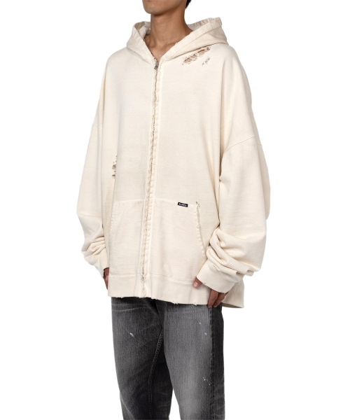 Zip-up Bleached Big Hoodie