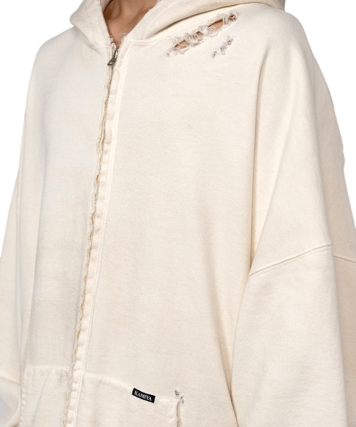 Zip-up Bleached Big Hoodie