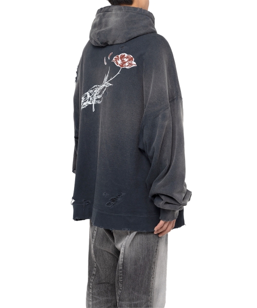 Zip-up Bleached Big Hoodie