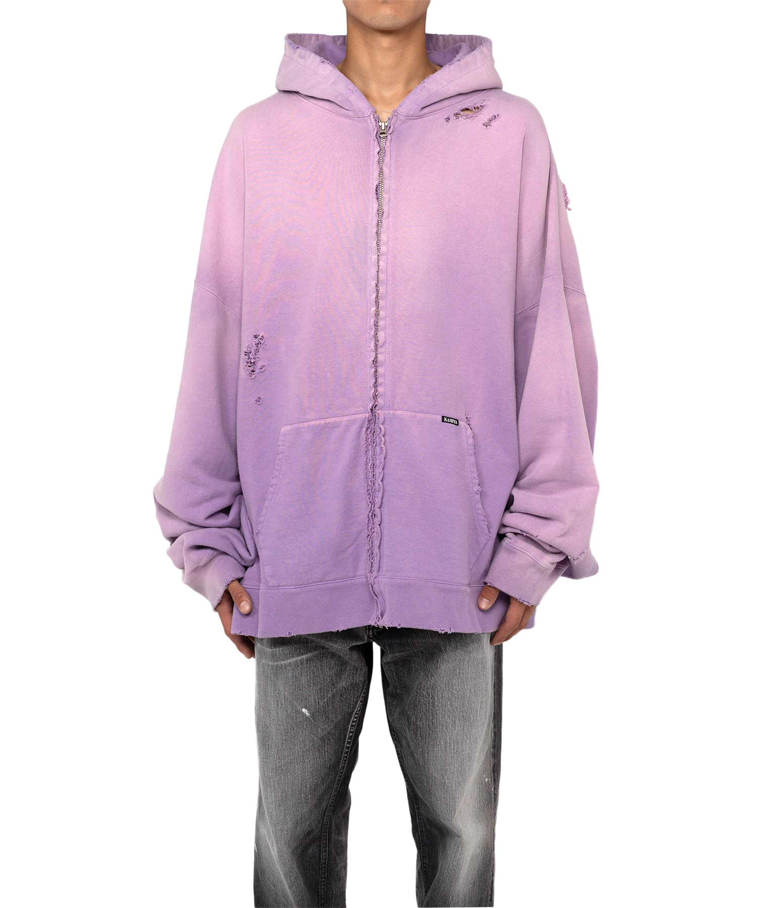 Zip-up Bleached Big Hoodie