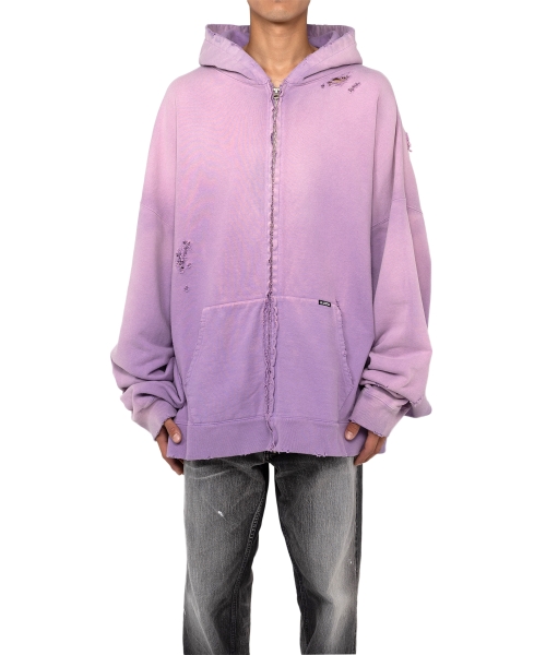 Zip-up Bleached Big Hoodie