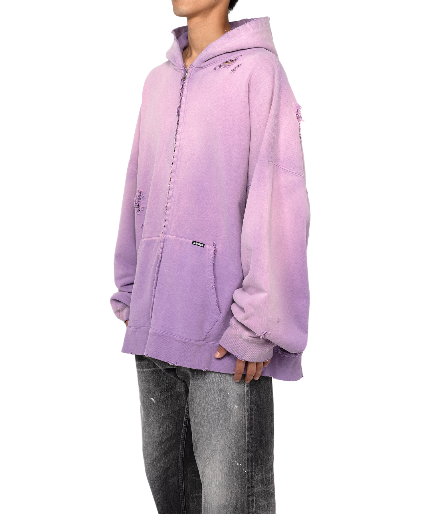 Zip-up Bleached Big Hoodie