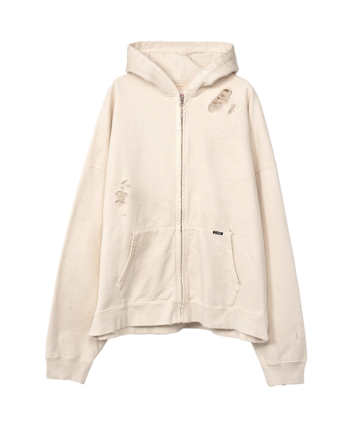 Zip-up Bleached Big Hoodie