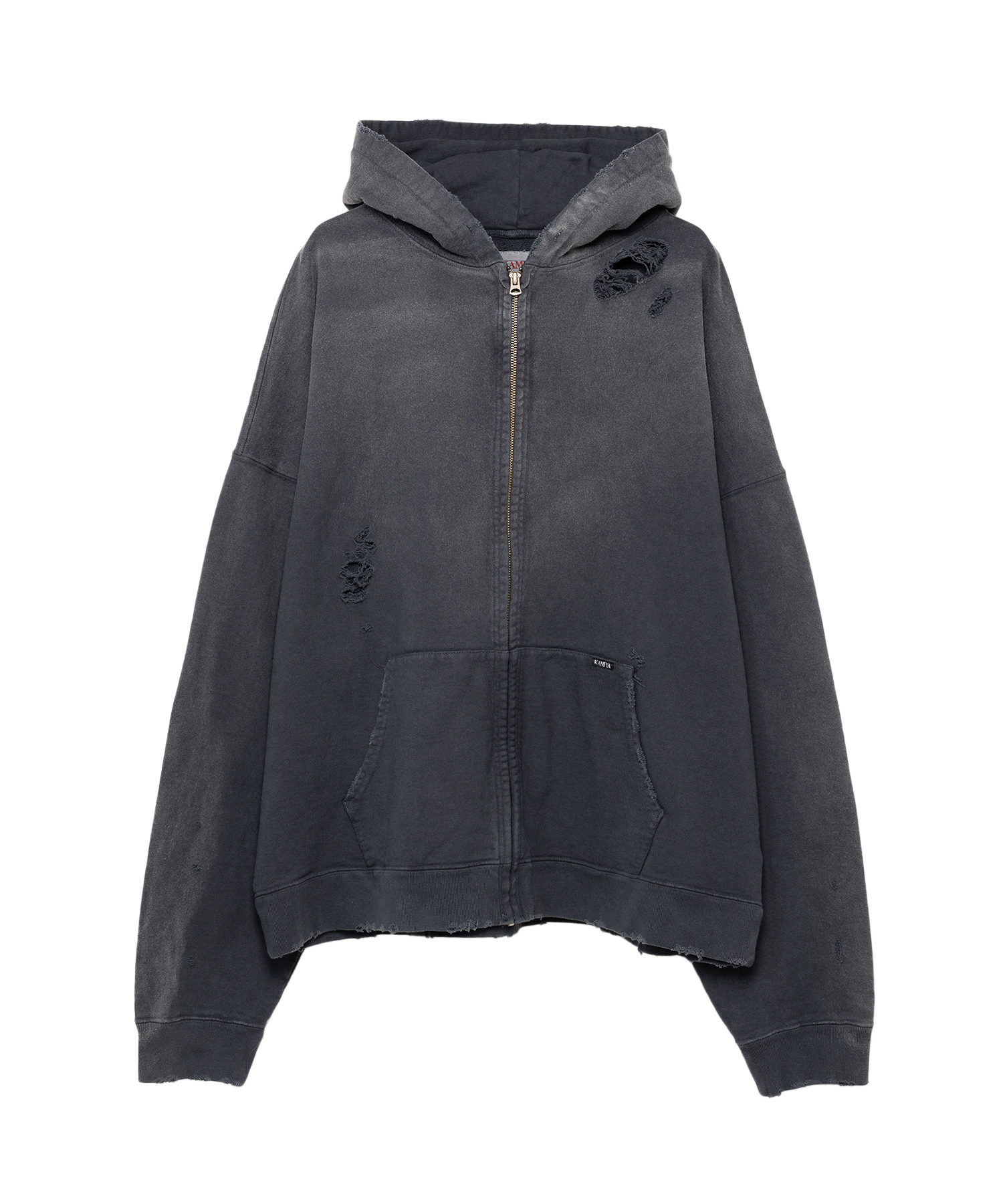 Zip-up Bleached Big Hoodie
