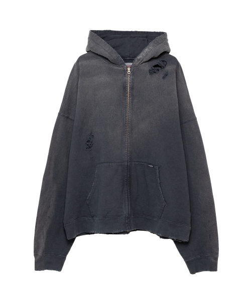 Zip-up Bleached Big Hoodie