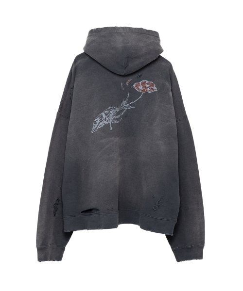 Zip-up Bleached Big Hoodie