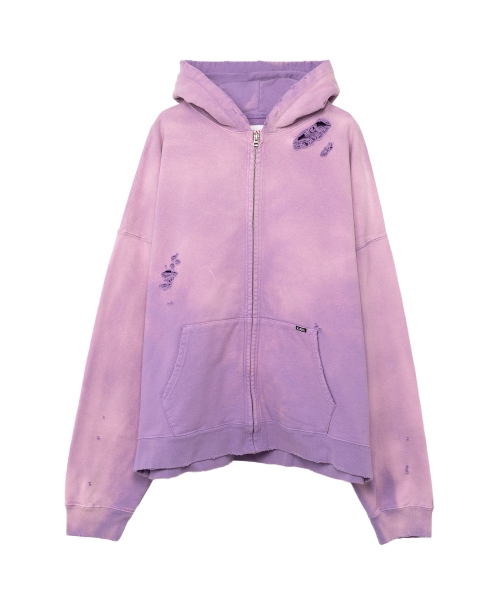 Zip-up Bleached Big Hoodie