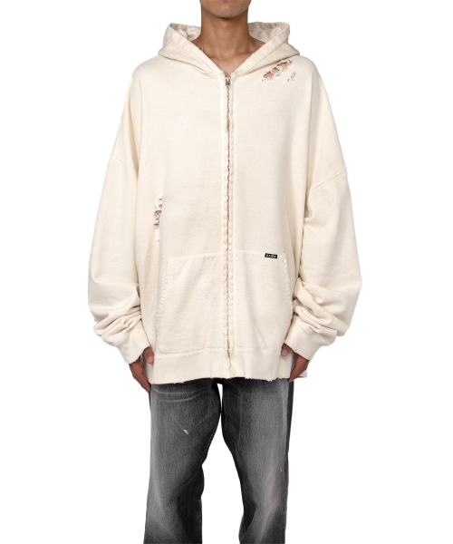 Zip-up Bleached Big Hoodie