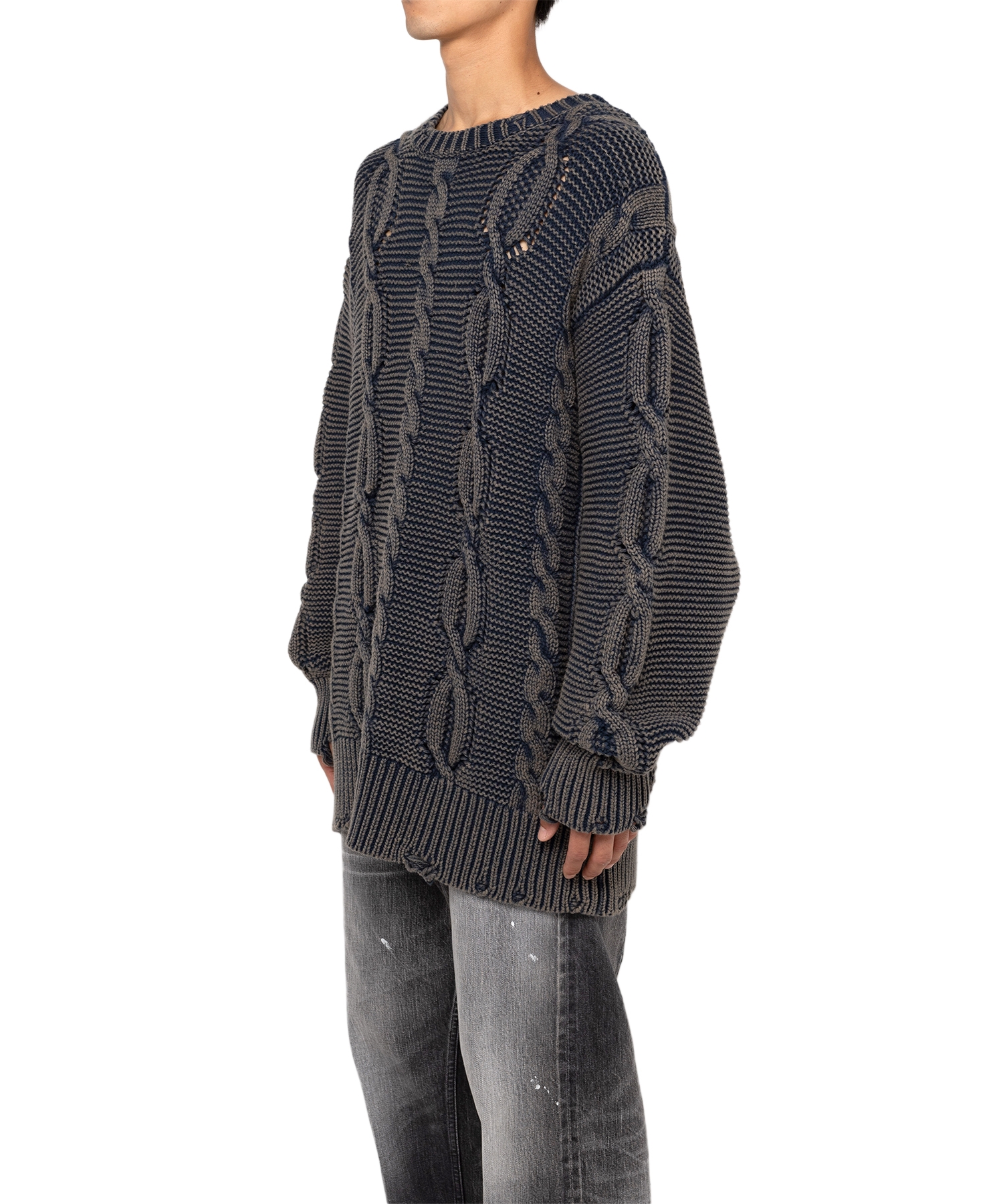 Breached Cable Knit Sweater