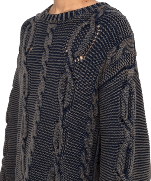 Breached Cable Knit Sweater