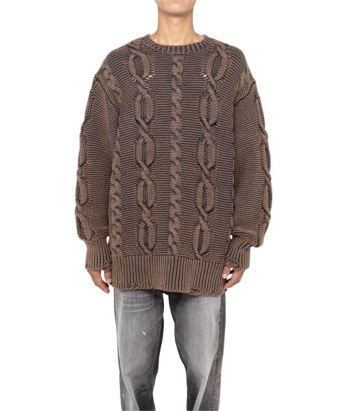 Breached Cable Knit Sweater