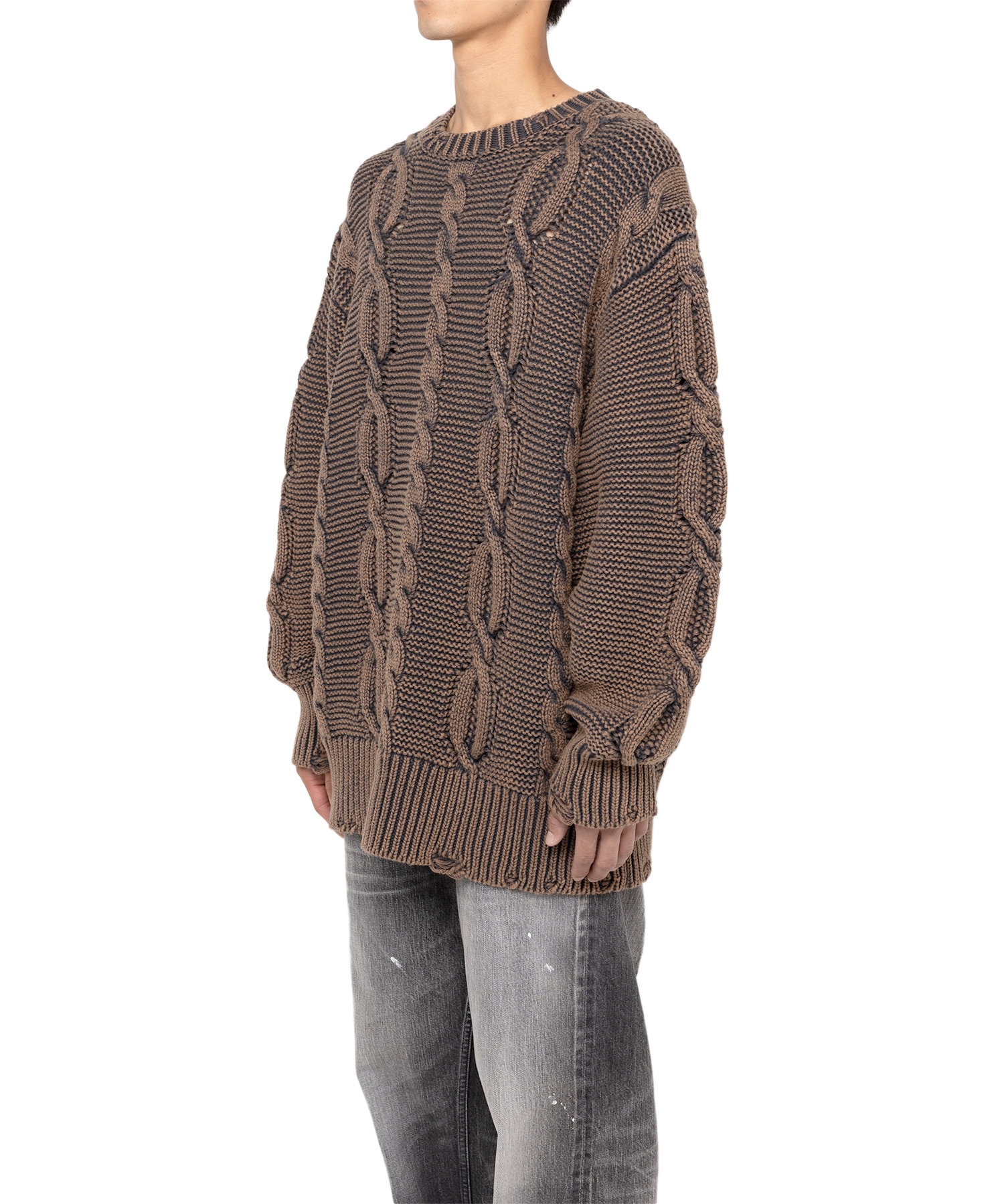 Breached Cable Knit Sweater