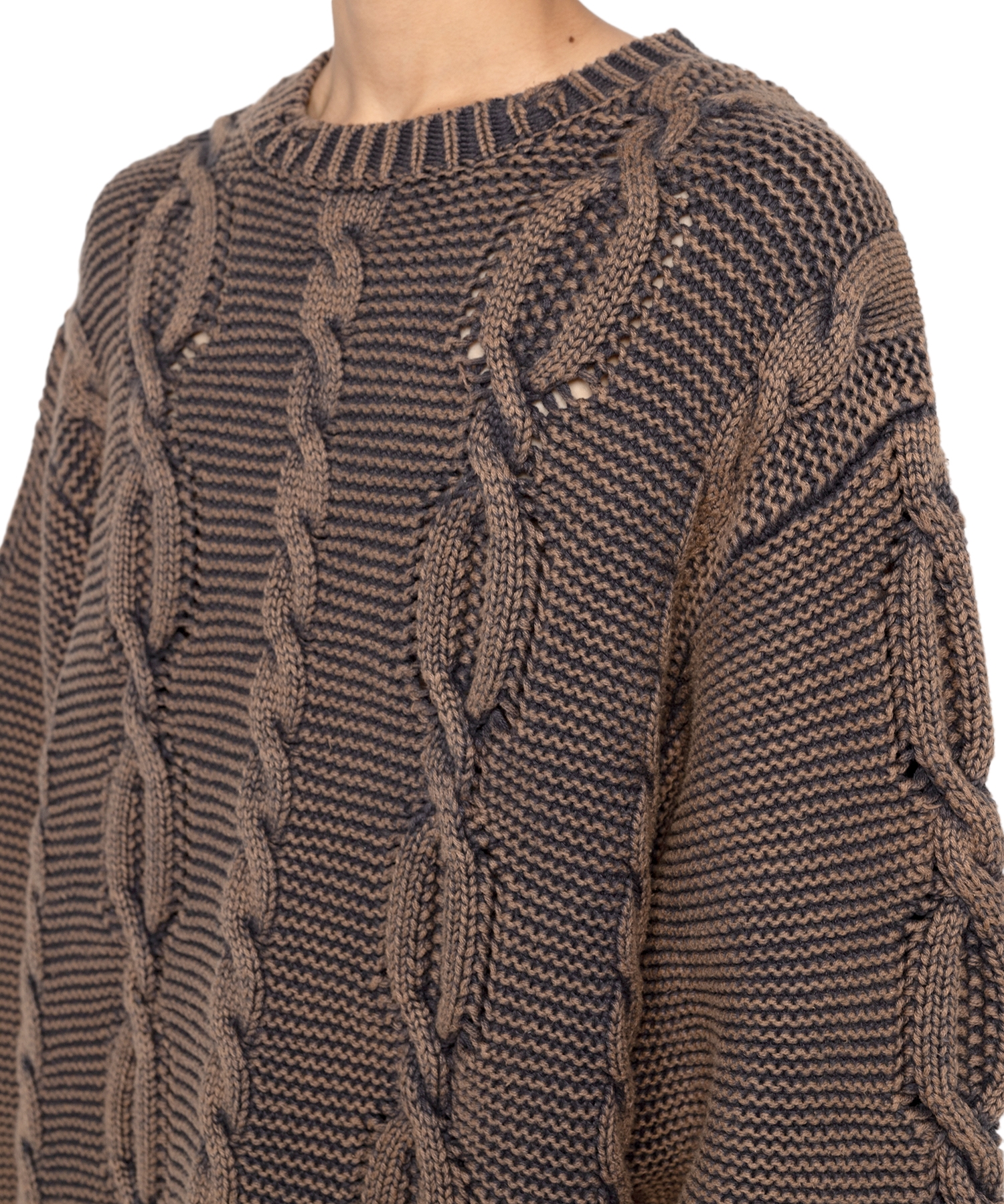 Breached Cable Knit Sweater